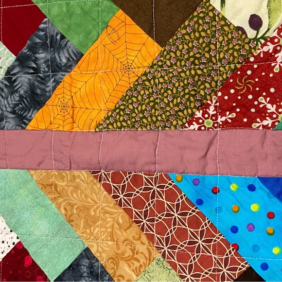 Handmade Handcrafted Quilted Baby Small Blanket Multicolored and Panda - Picture 3 of 7